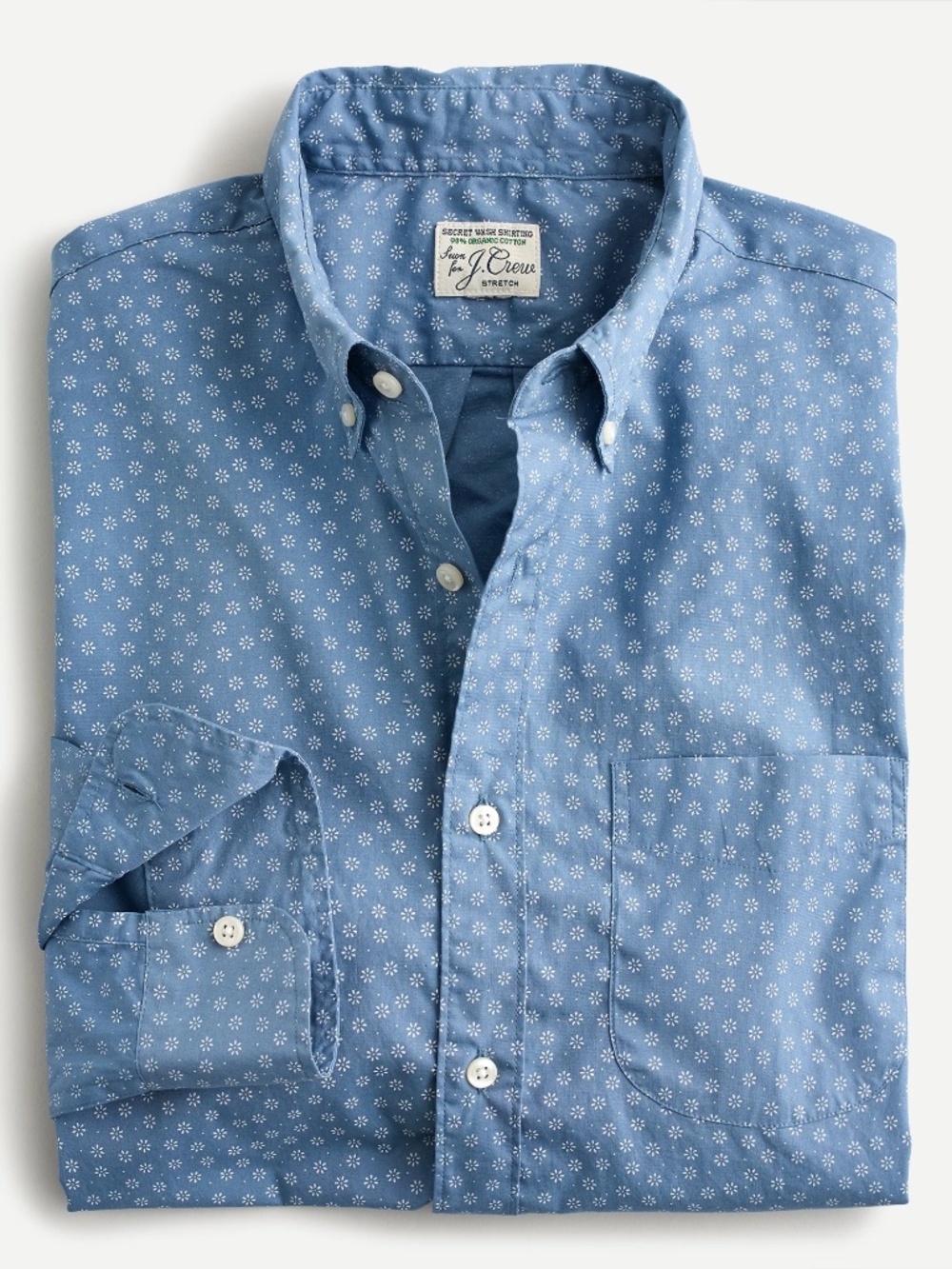 J. Crew Slim Stretch Secret Wash Cotton Poplin Button Down Shirt in Daisy